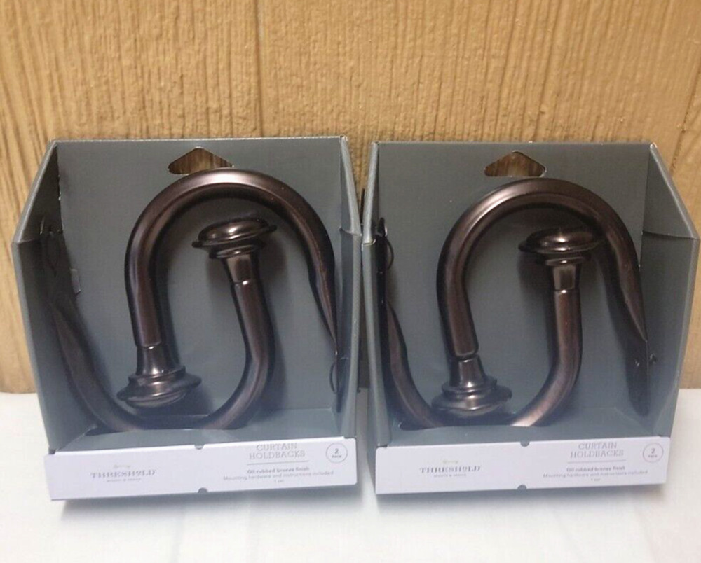 Set of 2 Threshold Decorative Drapery Holdbacks Oil Rubbed Bronze Finish 2 Sets